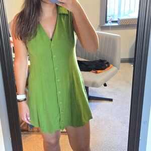 Green button down dress small